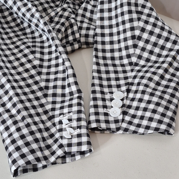 Talbots Classic Blazer Linen / Cotton Blend B&W Gingham NWOT *Flaw - Size 14WP - Picture 11 of 15